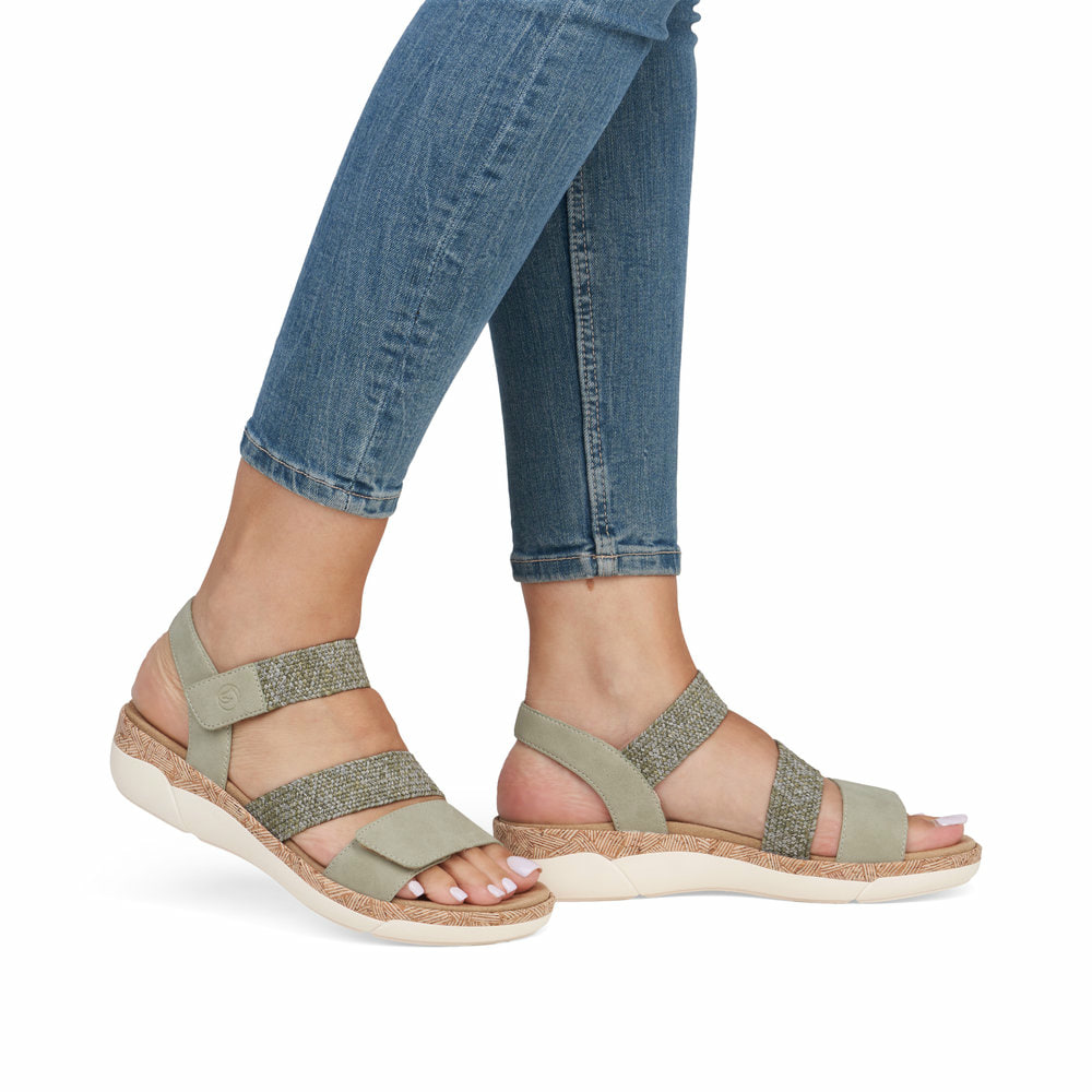 Remonte Damen Riemchensandalen - Grün
