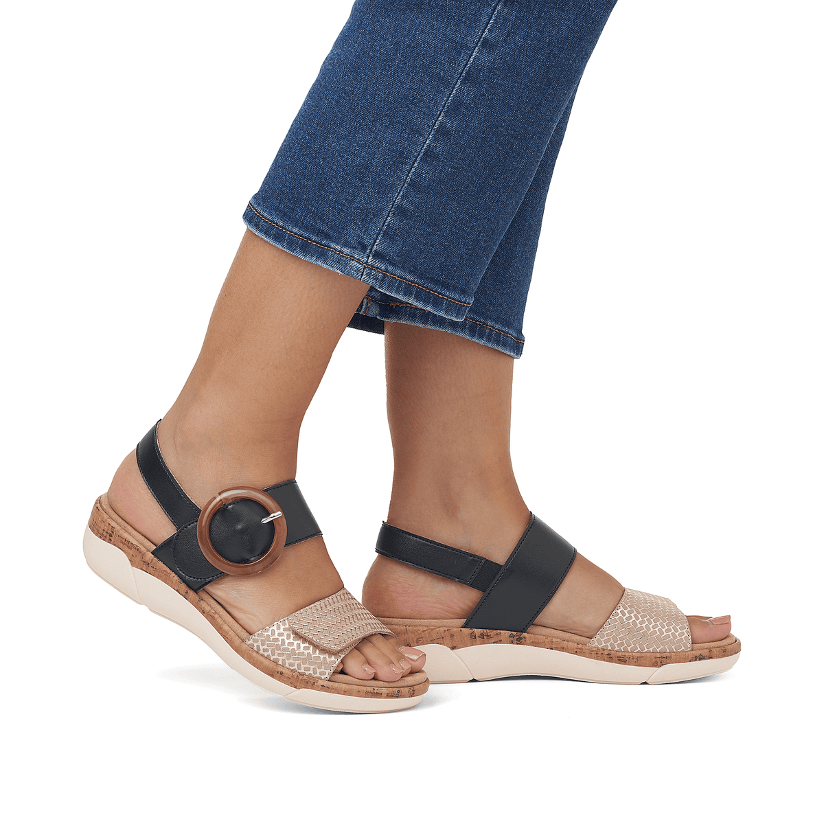Remonte Damen Riemchensandalen - Schwarz